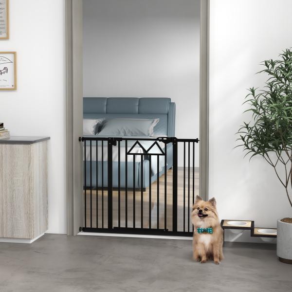 Barreira de Segurança Extensível para Animais de Estimação com Fecho Automático e Sistema de Duplo Bloqueio 74 - 100x76 cm Preto