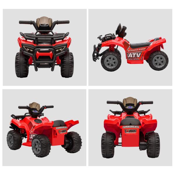Quadriciclo Elétrico para Crianças Veículo Elétrico a Bateria 6V Infantil com Velocidade 2km/h 70x42x45 cm Vermelho