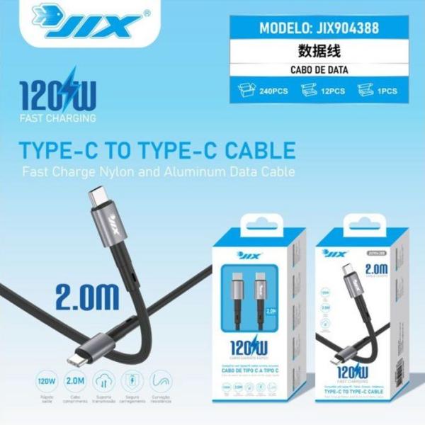 Cabo de Dados Type-C para Type-C 2M – PD 120W