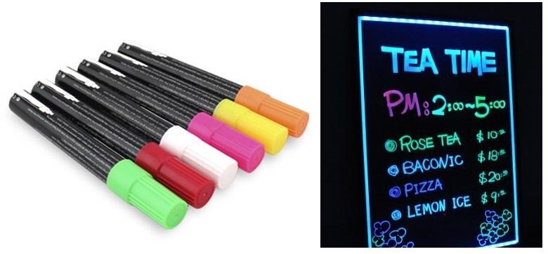 Pack 6x Marcadores Fluorescentes p/ Quadro LED Luminescente Publicitário (2402013)