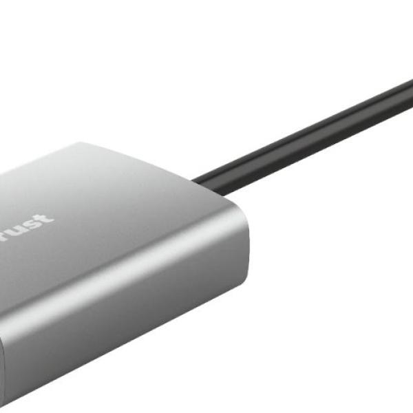 Leitor de Cartão USB c/ Conector USB - C (Prata) - TRUST