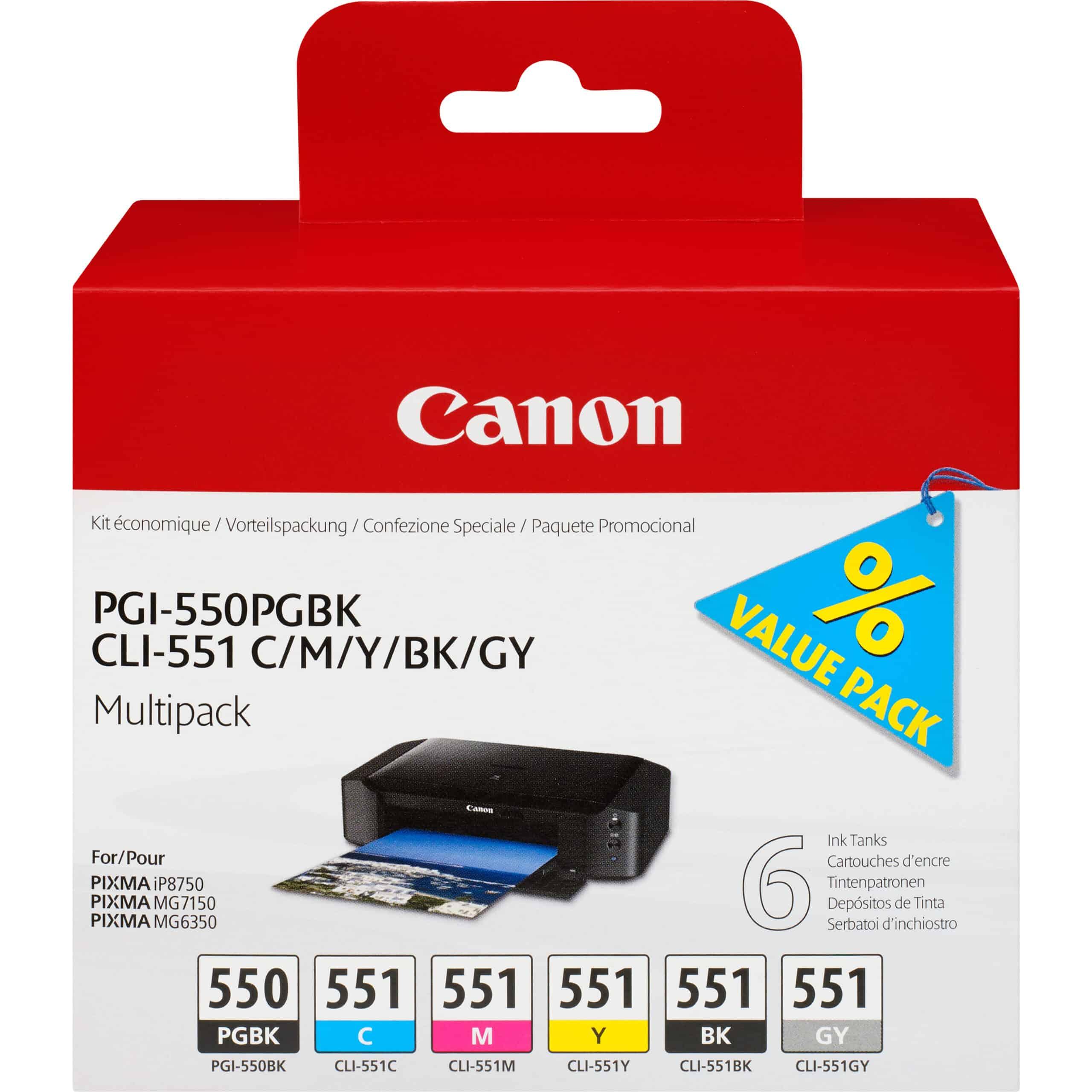 Tinteiro Original Canon PGI550 CLI551 Pack de 6 - 6496B005 (Recondicionado)