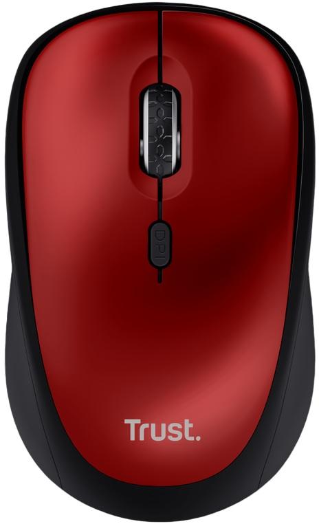 Rato Ótico RF Wireless Yvi+ 1600DPI (Preto/Vermelho) - TRUST