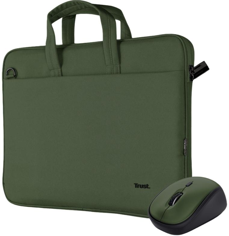 Pack Mala Bologna p/ Portáteis até 16 + Rato Wireless Yvi+ (Verde) - TRUST