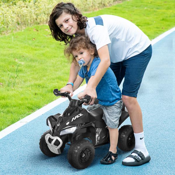 Quadriciclo para Crianças Carro Andador Infantil com Luzes e Música Desenho Inovador Carga 20kg 67,5x38x44 cm Preto