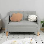 Sofá de 2 Lugares com Espaço de Armazenamento Pés de Madeira Encosto Capitonê 117x62x78 cm Cinzento Claro