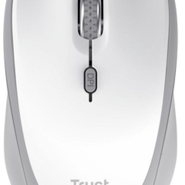 Rato Ótico RF Wireless + Bluetooth Yvi+ 1600DPI (Branco) - TRUST