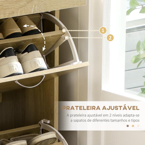 Sapateira Estreito com 2 Compartimentos e 2 Gavetas para 12 Pares de Sapatos 80x30x91,5 cm Carvalho