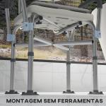 Cadeira de Duche para Idosos com Encosto Apoios de Braço Altura Ajustável Almofada Acolchoada Removível 53,5x52x80 - 90 cm Branco