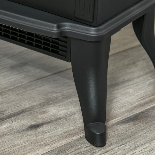 Lareira Elétrica 750/1500 W Lareira Decorativa com 2 Níveis de Potência Efeito Chama Área de Cobertura 15 - 20 m² 37,3x23,1x44 cm Preto