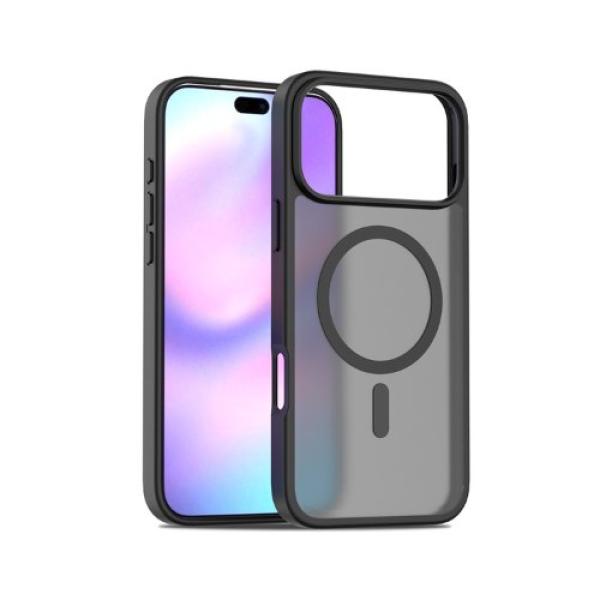 QCHARX PREMIUM MATTE CASE FOR IPHONE 17 BLACK MAGSAFE/ACRYLIC/FLEXIBLE TPU/2D RAISED BED QCHIP17MGMTN