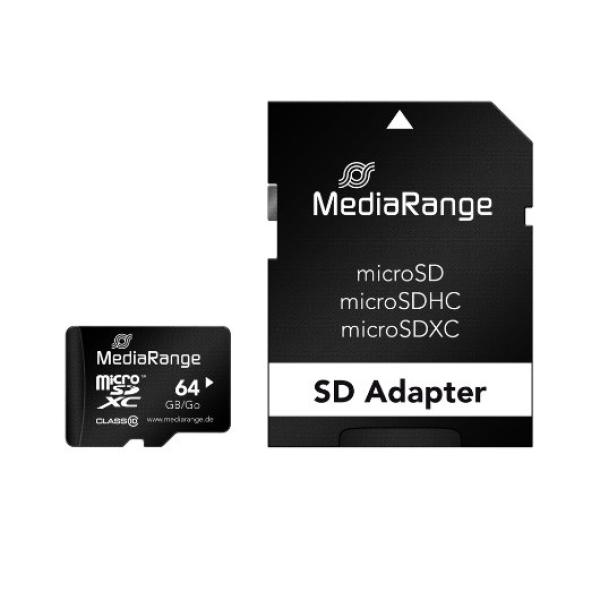 MICRO SDXC MEMORY 64GB MEDIARANGE + SD ADAPTER