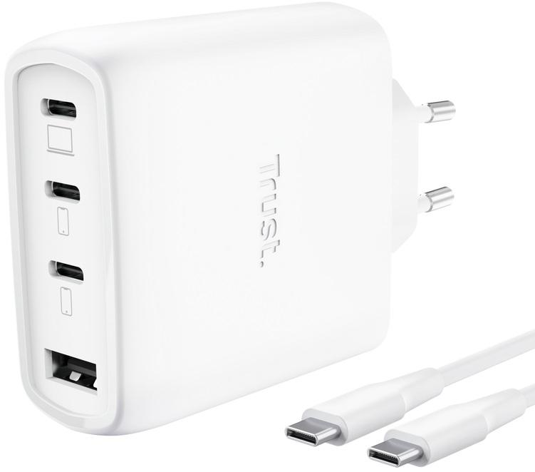 Carregador 3x USB - C + USB - A Maxo 65W c/ Cabo USB - C (Branco) - TRUST