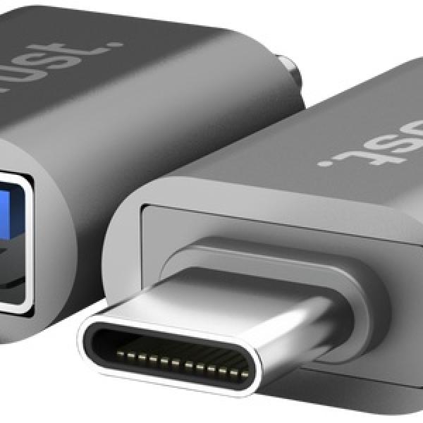 Pack 2x Adaptadores Calyx USB - A Fêmea - USB - C Macho (Cinzneto) - TRUST