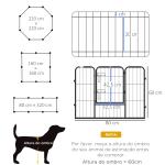 Parque para Animais de Estimação 8 Paineis 80x60cm Gaiola para Cães de Metal com Porta e Dupla Fechadura Preto
