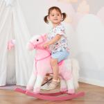 Cavalo Baloiço de Pelúcia para Crianças entre 3 - 6 Anos com Sons de Relincho 74x28x65 cm Rosa