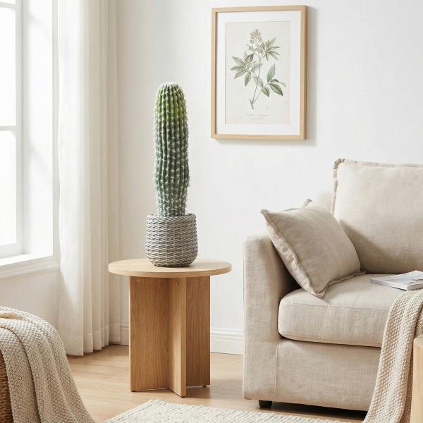 Cacto Artificial 66 cm, Planta Artificial Decorativa com Vaso para Decoração de Interiores Verde