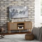 Móvel de TV para Televisores de até 50 Polegadas com 2 Gavetas de Tecido 2 Prateleiras Abertas 110x29x46,5 cm Madeira e Castanho Claro