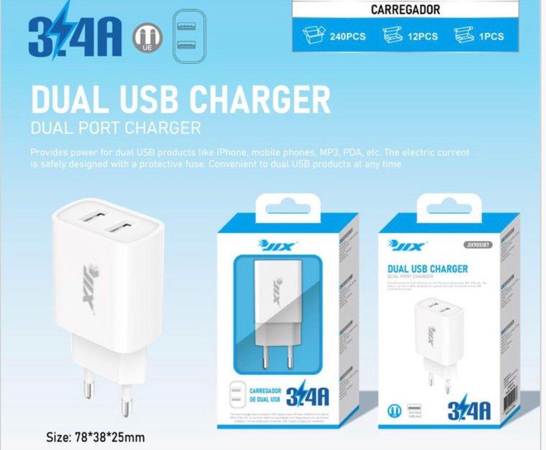 Carregador USB Duplo 3.4A