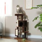Arranhador para Gatos Grande Altura 104 cm com Plataformas Postes com Escova Bolas Suspensas e Almofadas para Arranhar Marrom