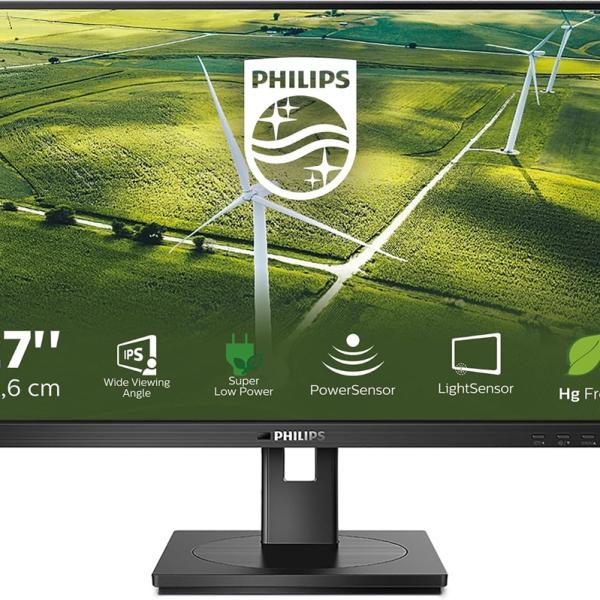 Monitor Profissional Philips B - Line 272B1G 27" Full HD 75 Hz IPS 250 cd/m² 1000:1 4 ms HDMI DVI - D VGA DisplayPort Multimedia Preto