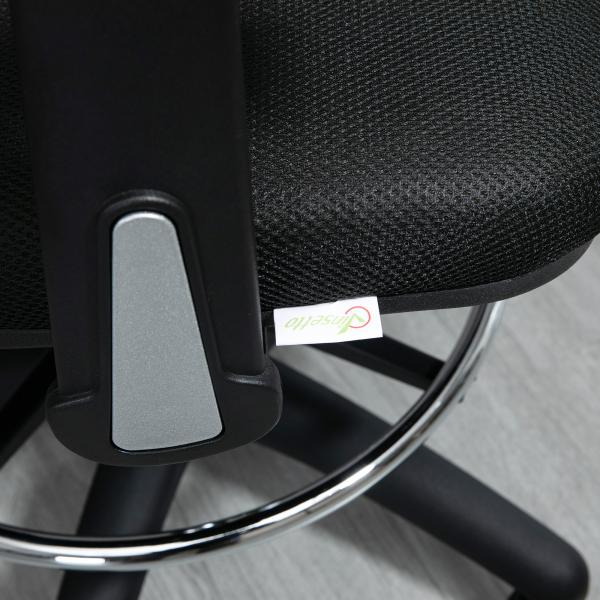 Cadeira de Escritório Ergonómica com Apoio para os Braços Apoio para os Pés e Assento Ajustáveis 59x59x95 - 115cm Preto