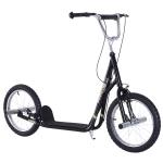 Trotinete para Crianças acima de 5 anos Scooter de 2 Rodas Grandes Insufláveis de 16 Polegadas com Freios e Guidão Ajustável em Altura 143x58x92 - 100cm Preto