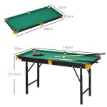 Mesa de Bilhar Dobrável 140 cm com Altura Ajustável, 16 Bolas, 2 Tacos, 2 Giz, Triângulo e Escova, Verde