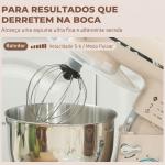 Batedeira Planetária 4,5L 1300W 6 Velocidades Taça de Aço Inoxidável Batedor Gancho Varas Bege