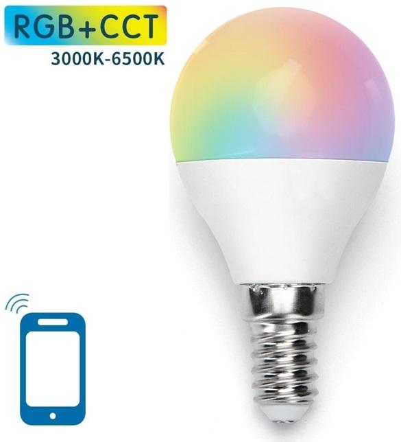 Lampada LED Inteligente E14 G45 Wi - Fi 220V 6,5W RGB + 2700K ~ 6500K