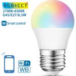 Lâmpada LED Inteligente E27 G45 Smart Wi - Fi 220V 6,5W RGB + 2700K ~ 6500K 555Lm