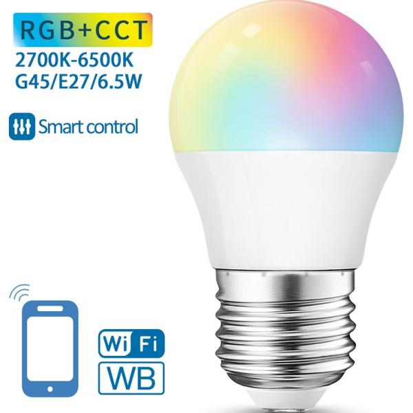 Lâmpada LED Inteligente E27 G45 Smart Wi - Fi 220V 6,5W RGB + 2700K ~ 6500K 555Lm