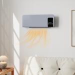 Aquecedor Elétrico de Parede 1000W/2000W com Ecrã LED Controlo Remoto Termostato Temporizador para Áreas de 15 - 20 m² 54,5x12x21,5 cm Cinzento