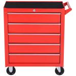 Carrinho de Ferramentas com 5 Gavetas Rodas Trava Armário de Armazenamento para Oficina de Garagem e Chapa de Aço 69x33x75 cm Vermelho