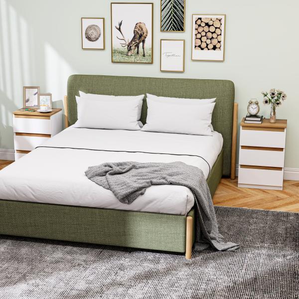 Conjunto de 2 Mesas de Cabeceira com 3 Gavetas Mesas de Cabeceira para Dormitório Estreitas 40x30x59,5 cm Branco