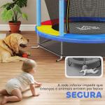 Trampolim Infantil Ø140x190 cm Trampolim para Crianças de 3 - 6 Anos com Rede de Segurança Carga 45 kg para Interior Azul