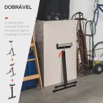 Cavalete Telescópico com Rolo Dobrável e Altura Ajustável entre 68 - 110cm com Manivela de Bloqueio Carga Máx. 60/90kg Preto e Prata