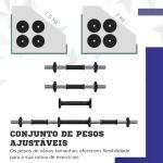 Kit de Halteres 15 kg 2 em 1 com Barra de Pesos Pega Antiderrapante para Treino de Força Preto Verde