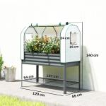 Mesa de Cultivo com Cobertura de Estufa e Prateleira Inferior 120x55x140 cm Cinzento Escuro