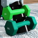 Conjunto de Halteres 2 x 1kg 2 x 32kg e 2 x 3kg Halteres Hexagonais com Suporte de Armazenamento para Treino Multicor