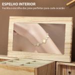 Caixa Joias de Madeira de 4 Níveis Organizador de Joias com 2 Gavetas e Espelho 26,5x16x33,5 cm Madeira