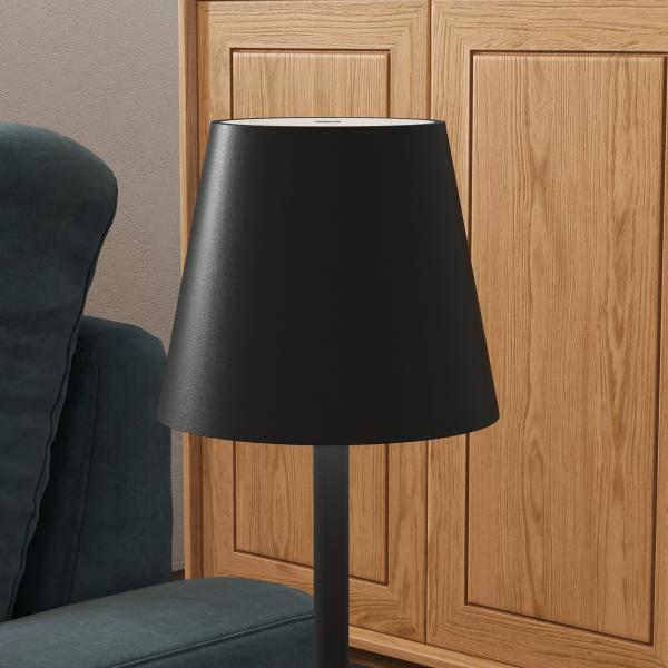 Candeeiro de Mesa com Luzes LED Candeeiro de Mesa Sem Fios Recarregável por USB - C 3 Cores Ø11,2x36,5 cm Preto