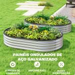 Conjunto de 2 Caixas de Plantio de Exterior em Aço Galvanizado para Terraço Jardim 135x90x30 cm Prateado