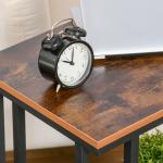 Mesa Lateral mesa Auxiliar com Rodas para Sofá Sala de Estar Dormitório Estilo Industrial Retrô Metal e Madeira 51x36x65cm Madeira e Preto