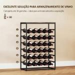 Garrafeira para 30 Garrafas de 6 Níveis com Superfície de Madeira Estilo Industrial 59x30x88,5 cm Castanho Rústico
