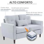 Sofá de 2 lugares Poltrona de dois lugares para sala de estar com almofadas e assento acolchoado fronha lavável 140x78x83 cm cinza claro