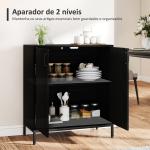 Aparador para Sala de Estar Moderno com Prateleira Ajustável e Base Elevada 80x40x90 cm Preto