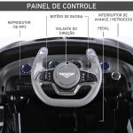 Bentley GT elétrico licenciado para crianças de 3 - 5 anos 2 velocidades com controle remoto farois musica preto