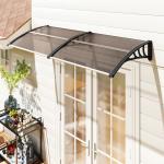 Marquise para Portas e Janelas 195x75 cm Marquise com Proteção para Sol e Chuva com Painéis de Policarbonato Marrom