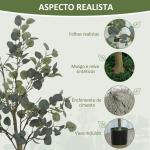 Eucalipto Artificial 150 cm Planta Artificial Decorativa Grande Árvore Artificial de Interior com 230 Folhas Verde
